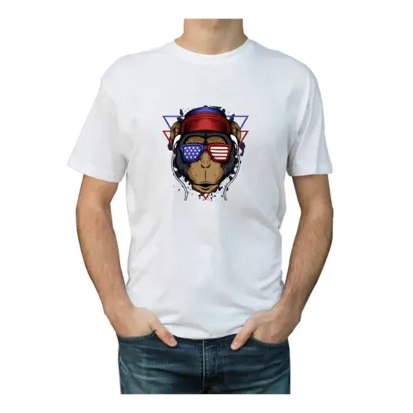 Men's Cotton Printed T-Shirt - Crew Neck - Black