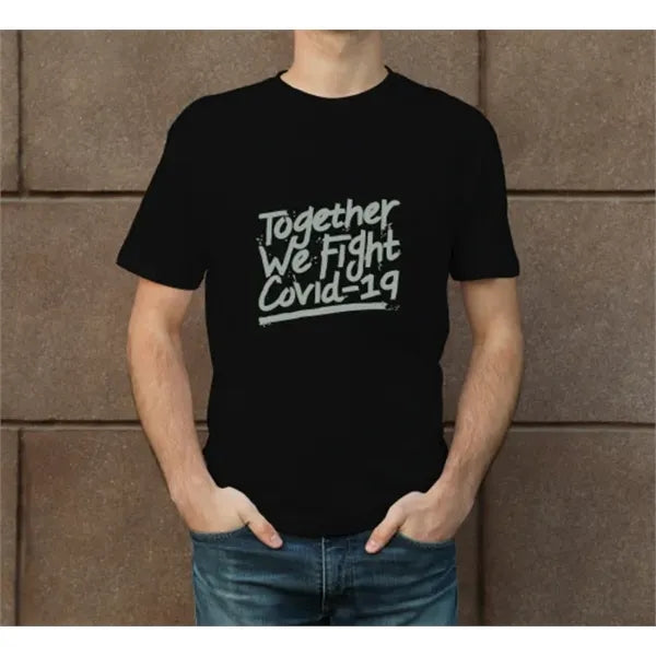 Men's Cotton Printed T-Shirt - Crew Neck - Black