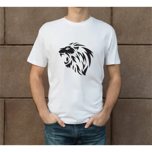 Men's White Printed T-Shirt - Crew Neck