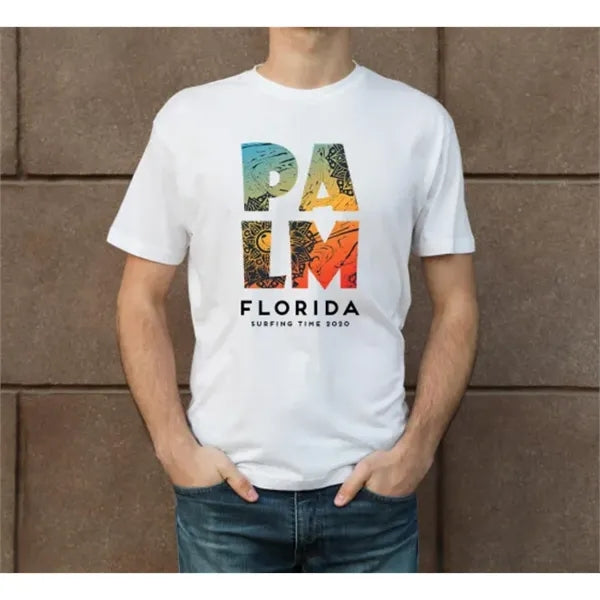 Men's White Printed T-Shirt - Crew Neck