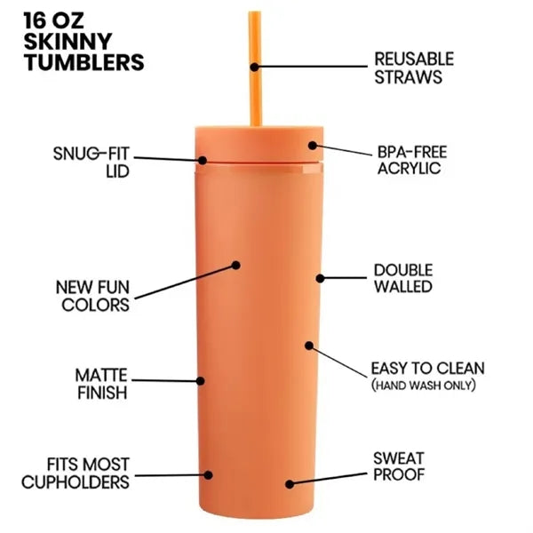 16oz Double-Walled Skinny Tumbler