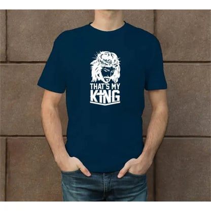 Men's Blue Printed T-Shirt - Crew Neck