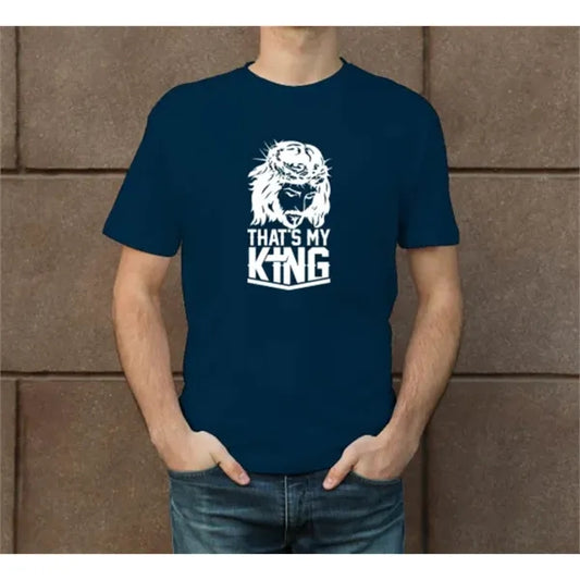 Men's Blue Printed T-Shirt - Crew Neck