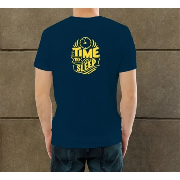 Men's Blue Printed T-Shirt - Crew Neck