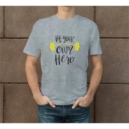 Men's Cotton Printed T-Shirt - Crew Neck - Grey