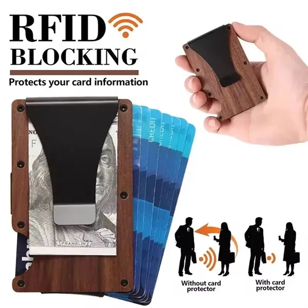 MOQ 10 pcs Wooden Card Wallet