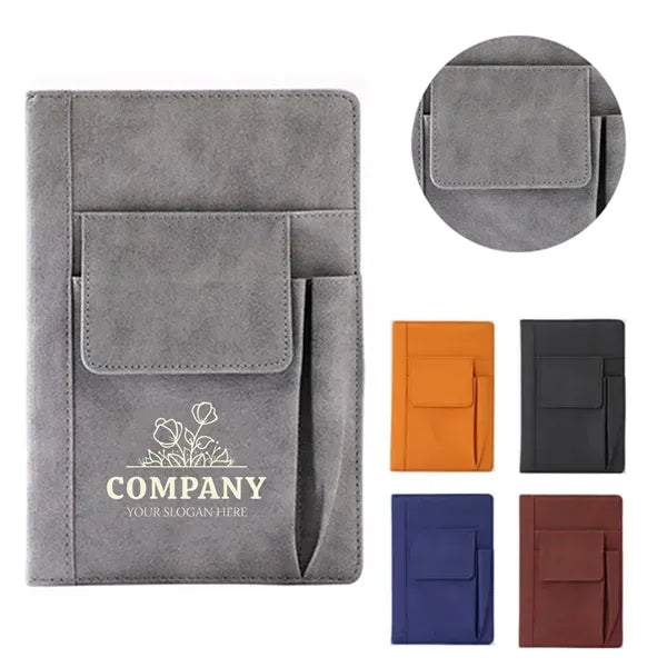 Multi-Pocket Pu Leather A5 Notebook