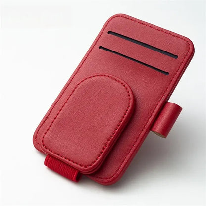 PU Leather Car Sun Visor Magnetic Clip Eye Frame