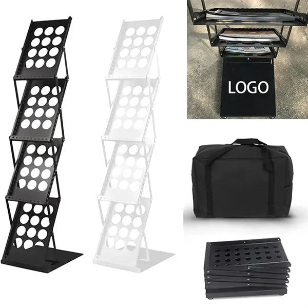 4-Tiered Collapsable Metal Literature Rack