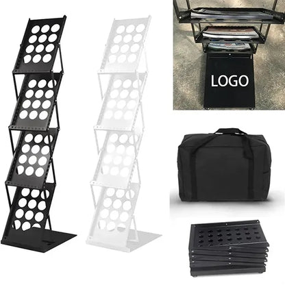 4-Tiered Collapsable Metal Literature Rack