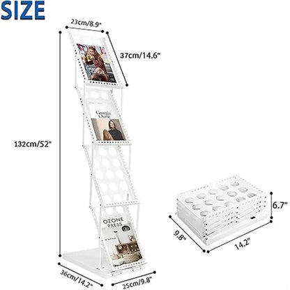 4-Tiered Collapsable Metal Literature Rack