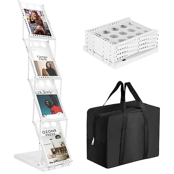 4-Tiered Collapsable Metal Literature Rack
