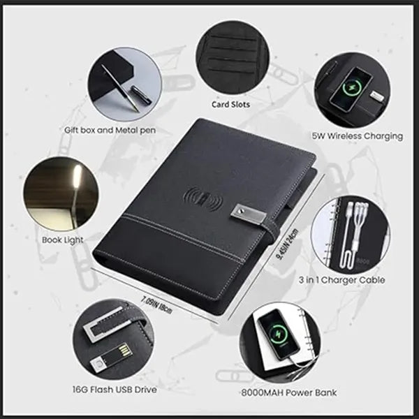 Leather Journal Gift Set With Power Bank