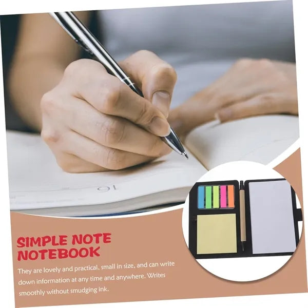 Kraft Cover Mini Memo Sticker Pen Holder Notepad