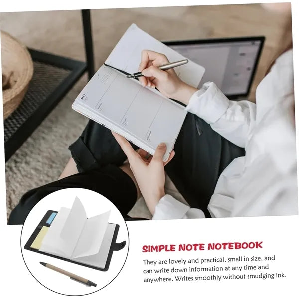 Kraft Cover Mini Memo Sticker Pen Holder Notepad