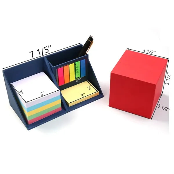 Foldable Sticky Notes Cube Box with Pen Holder