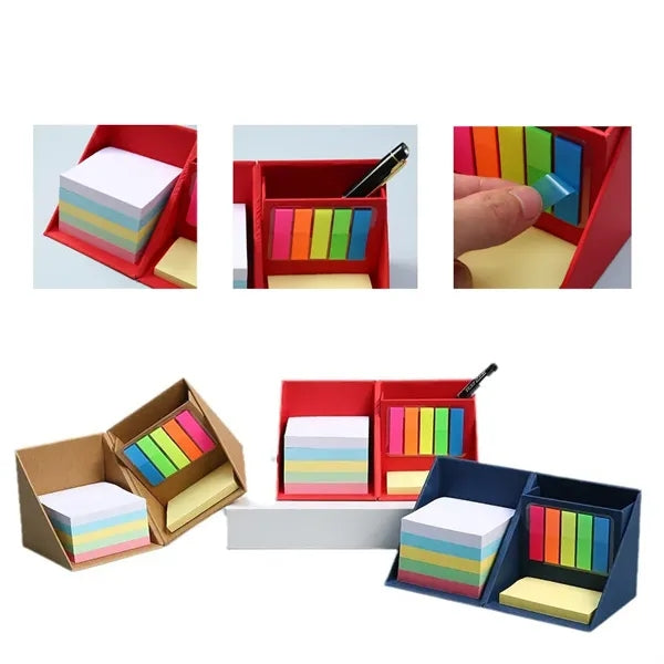 Foldable Sticky Notes Cube Box with Pen Holder