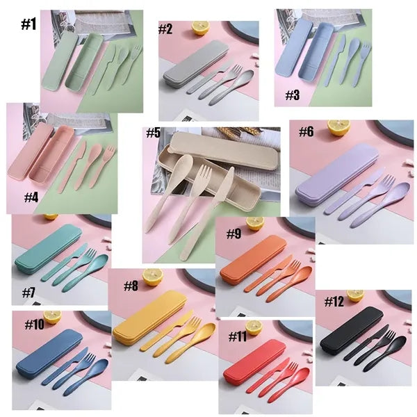 Wheat Straw Cutlery Knife Fork Spoon Portable Tableware Set