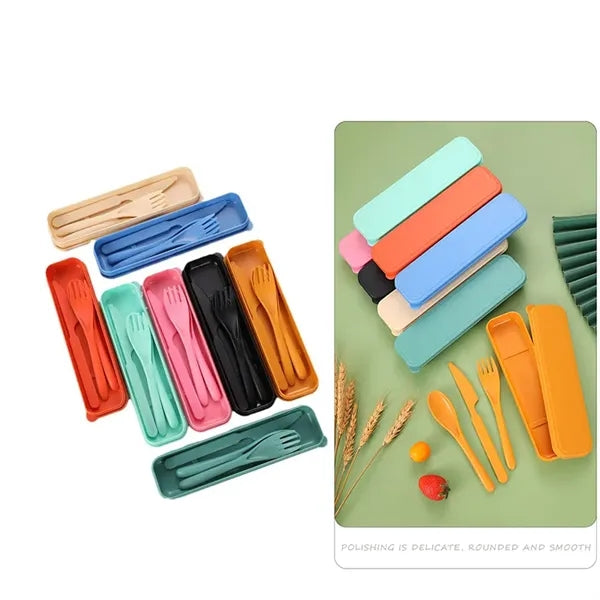 Wheat Straw Cutlery Knife Fork Spoon Portable Tableware Set