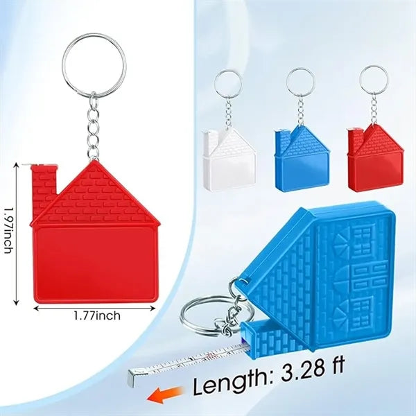 1m House Shaped Keychain Retractable Double Measuring Tape