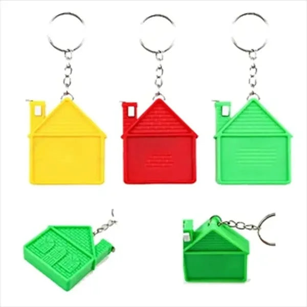 1m House Shaped Keychain Retractable Double Measuring Tape