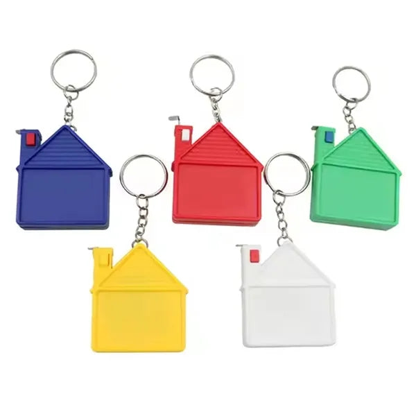 1m House Shaped Keychain Retractable Double Measuring Tape