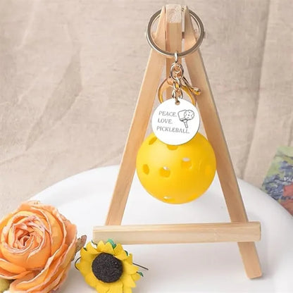 Pickleball Stainless Steel Keychain Sports Gifts