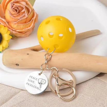 Pickleball Stainless Steel Keychain Sports Gifts