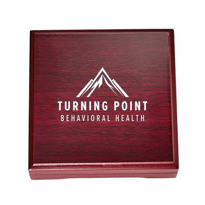 Mahogany Wood Box Desk Compass