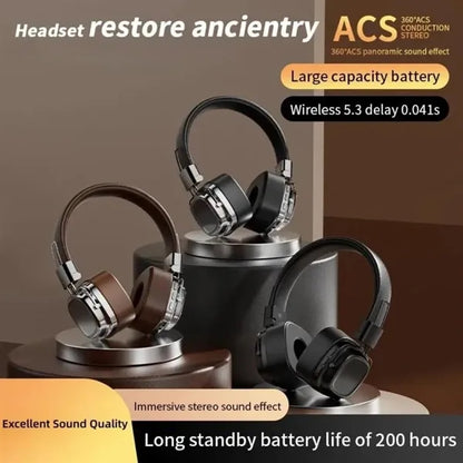 Foldable Retro Wireless Bluetooth Over-ear Headphones