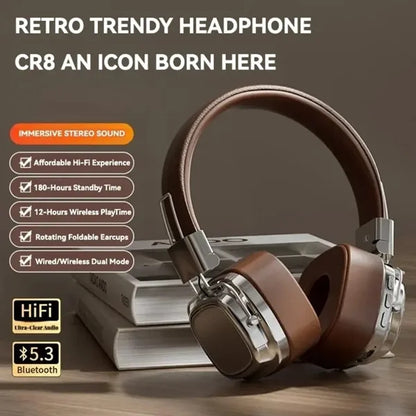 Foldable Retro Wireless Bluetooth Over-ear Headphones