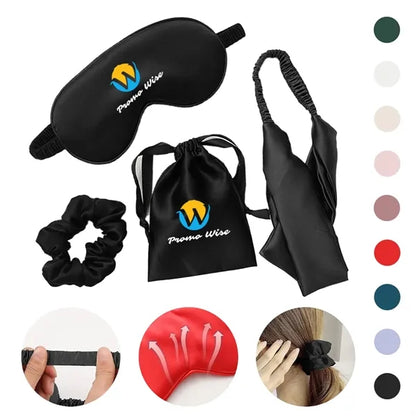 4Pcs Kit Soft Sleep Eye Mask Hairband Hair Loop with Pouch