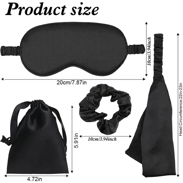 4Pcs Kit Soft Sleep Eye Mask Hairband Hair Loop with Pouch