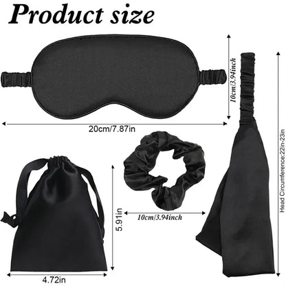 4Pcs Kit Soft Sleep Eye Mask Hairband Hair Loop with Pouch