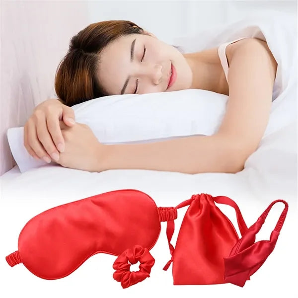4Pcs Kit Soft Sleep Eye Mask Hairband Hair Loop with Pouch