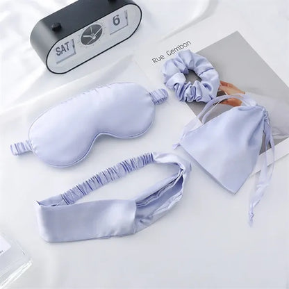 4Pcs Kit Soft Sleep Eye Mask Hairband Hair Loop with Pouch