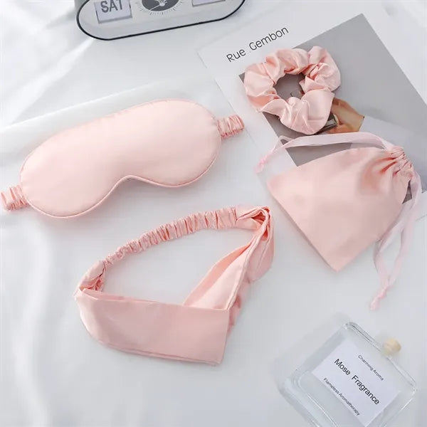 4Pcs Kit Soft Sleep Eye Mask Hairband Hair Loop with Pouch