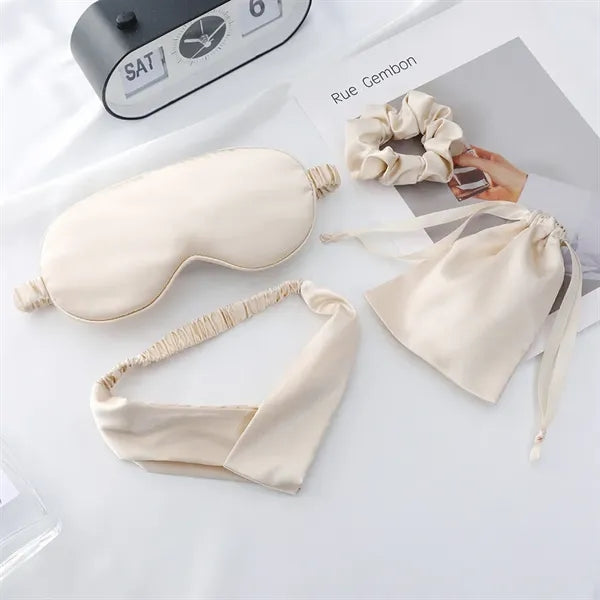 4Pcs Kit Soft Sleep Eye Mask Hairband Hair Loop with Pouch