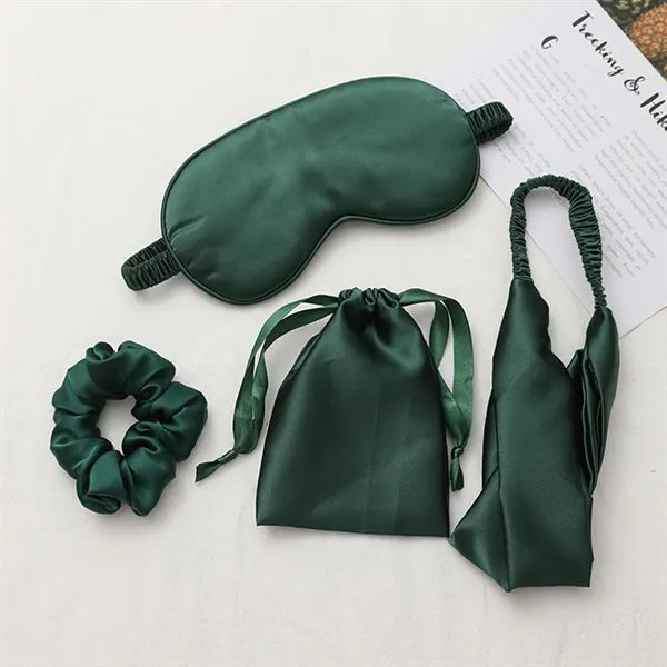 4Pcs Kit Soft Sleep Eye Mask Hairband Hair Loop with Pouch