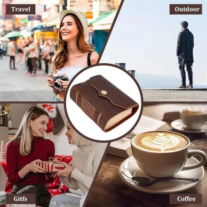 A7 Vintage Pocket Journal Portable Snap Button Notebook