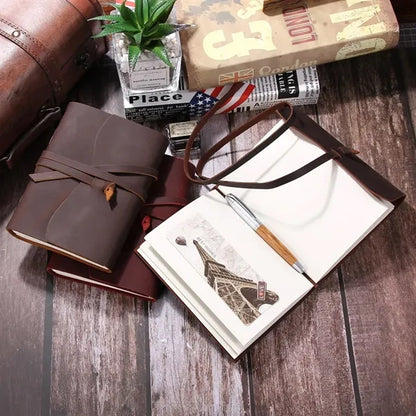 Handmade Genuine Leather Journals Notebooks with Tie Closure