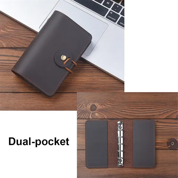 A8 Genuine Leather Refillable Spiral Binder Journal Notebook