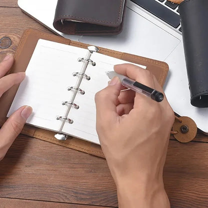 A8 Genuine Leather Refillable Spiral Binder Journal Notebook