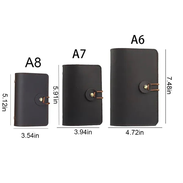 A8 Genuine Leather Refillable Spiral Binder Journal Notebook