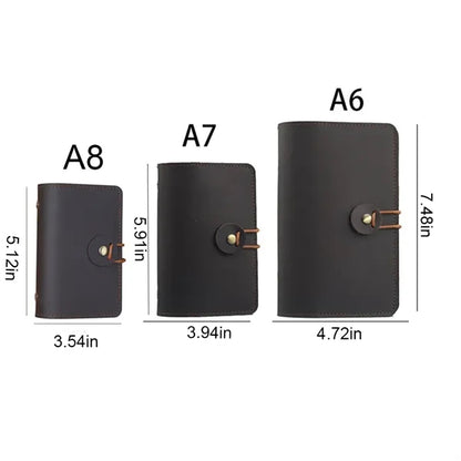 A8 Genuine Leather Refillable Spiral Binder Journal Notebook