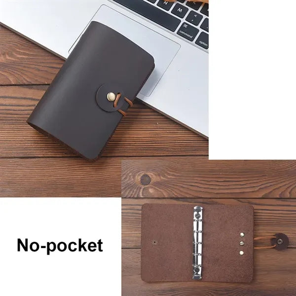 A8 Genuine Leather Refillable Spiral Binder Journal Notebook