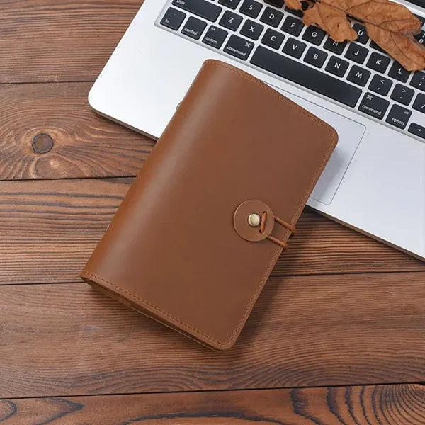 A8 Genuine Leather Refillable Spiral Binder Journal Notebook