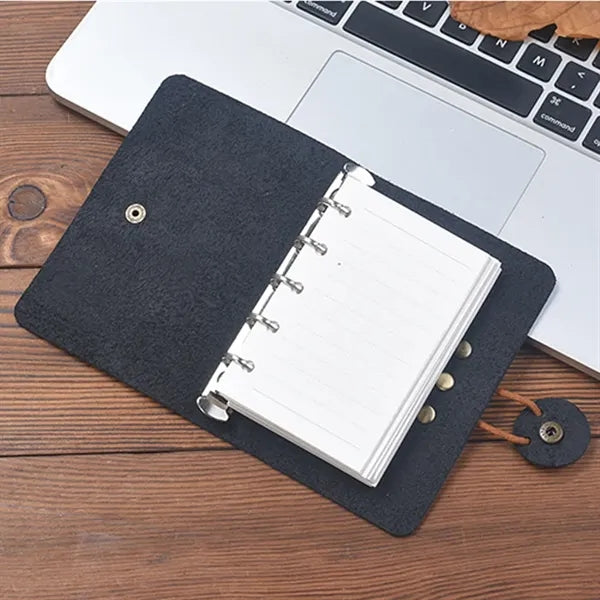 A8 Genuine Leather Refillable Spiral Binder Journal Notebook
