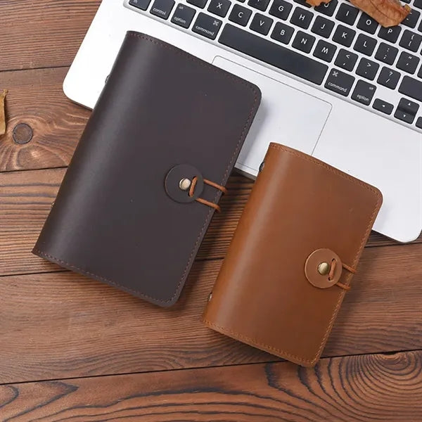 A8 Genuine Leather Refillable Spiral Binder Journal Notebook