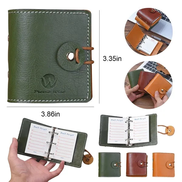 A9 Pocket Genuine Leather 60 Pages Binder Planner Notebook